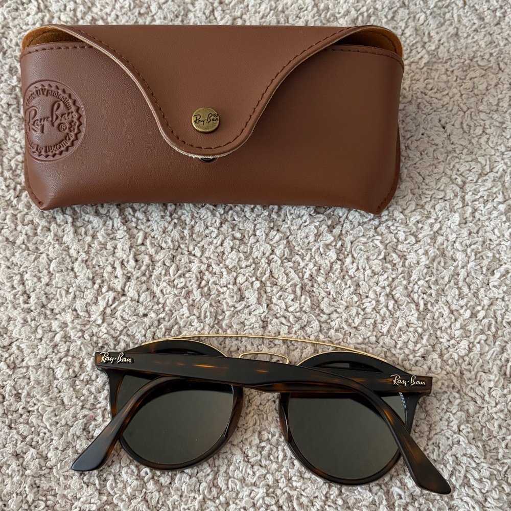 Ray-Ban Tortoise Brown Round Sunglasses with Gold Bridge - Picture 7 of 11